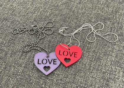 Love Heart with one hole Valentines Day heart necklace