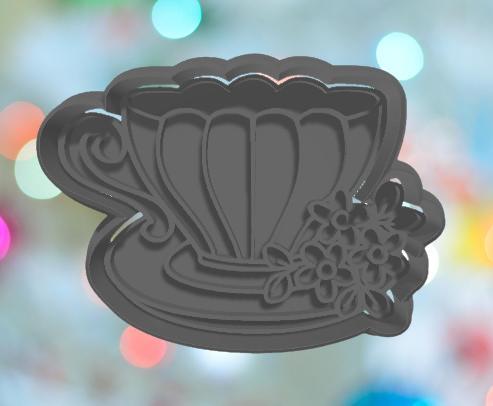 Mothers Day Tea Cup With Florals Cookie Cutter