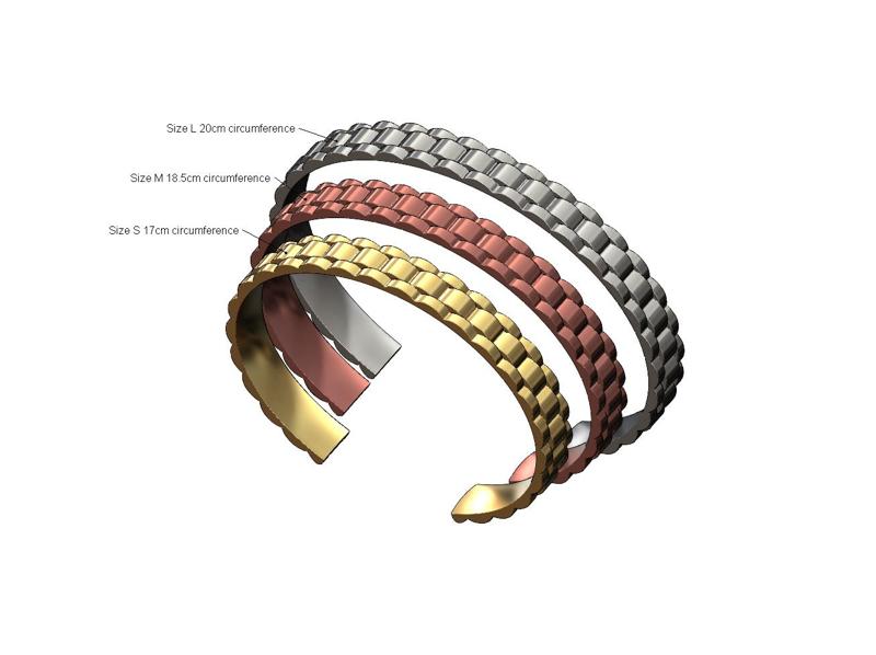 Watch link pattern cuff bracelet 3D print model