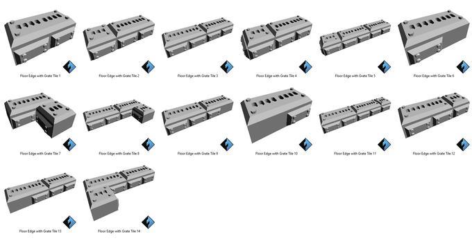 Upper Level Floor Edge with Grate Tile, OpenLOCK Modular Industrial Terrain Tiles Expansion Set