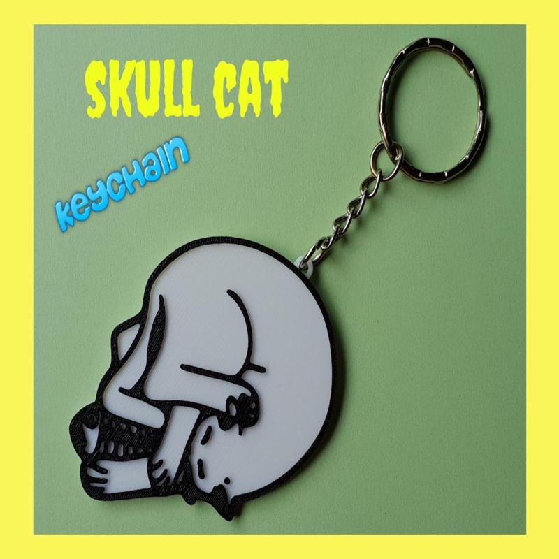 keychain skull cat