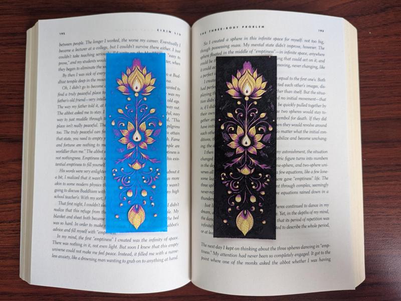 Rangoli Bookmark #4 (Lotus and Lamps)