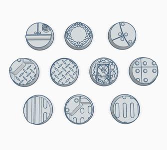Ten 25mm Industrial Themed Miniature & Model Bases