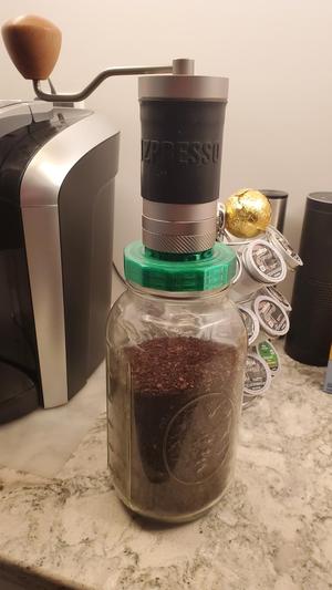 1Zpresso Hand Grinder to Wide Mouth Mason Jar Adapter / Lid