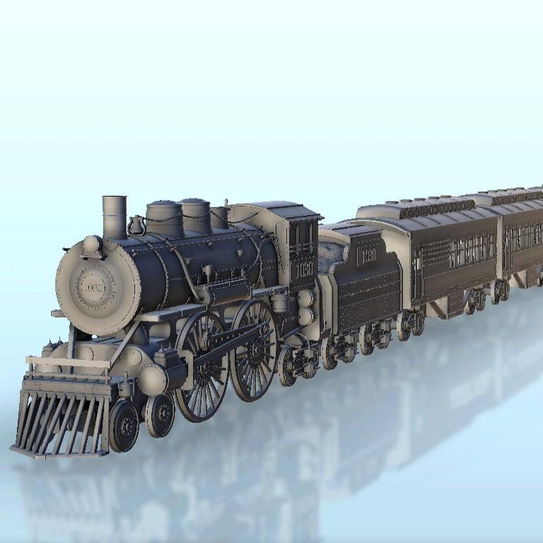 Steam locomotive 4-4-4 - Modern WW2 WW1 Old Wild West