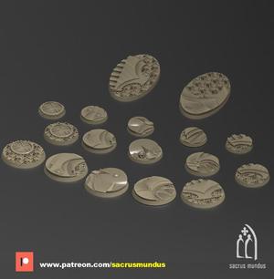The Dark City of Irazar. 3d Printing Designs Bundle. Alien Dark Eldar. Round / Oval Bases Set for Wargames