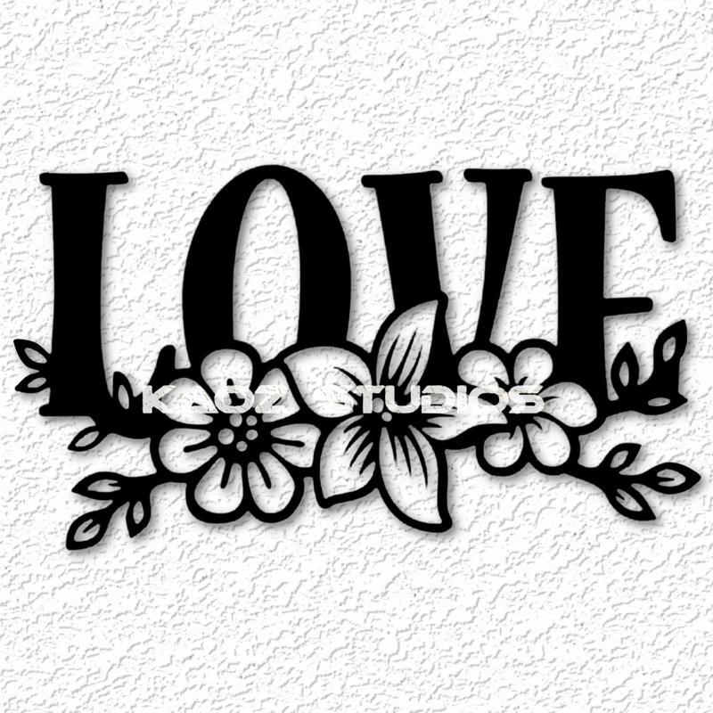 Love Sign Love word in Vines Love flowers 2d wall art