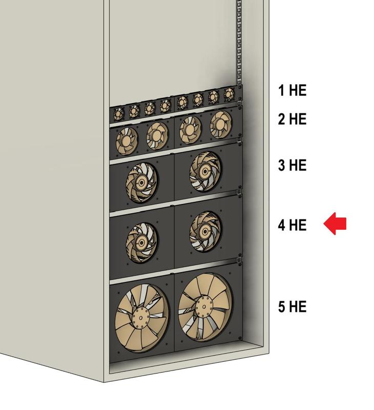 Server rack 4 U fan mount (4 U fan unit 19" server rack)
