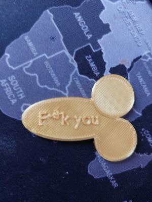 Pe"is with the inscription f""k you