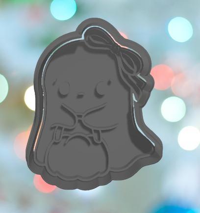 Halloween Ghost With Bow And Treat Bucket Cookie Cutter