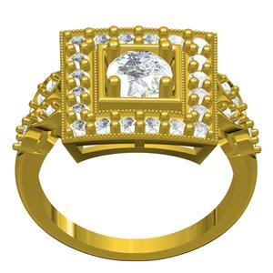 Round Diamond Square halo Engagement Ring