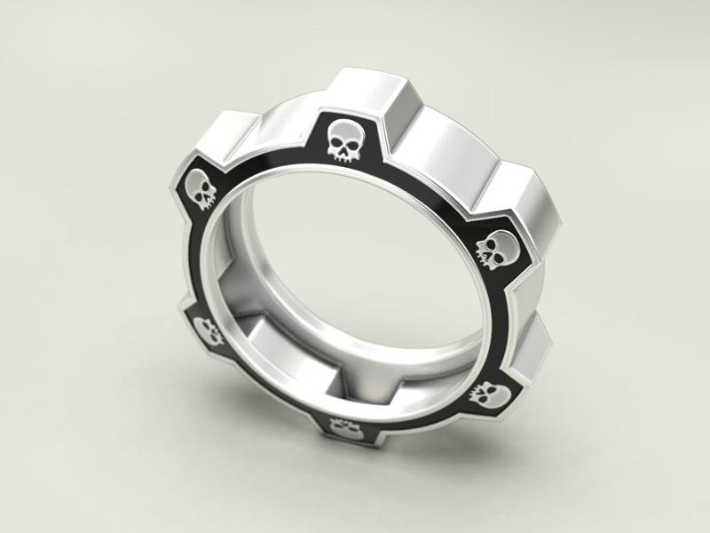 Ring gear with skulls under the enamel