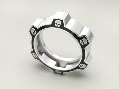 Ring gear with skulls under the enamel
