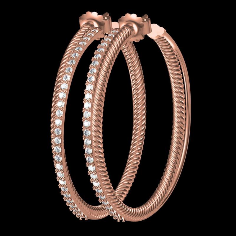 Beautiful Round Diamond Hoop Earring