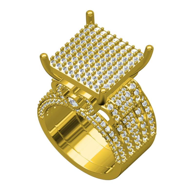 Square  Shape Head Wide Band Cocktail Rong for Women