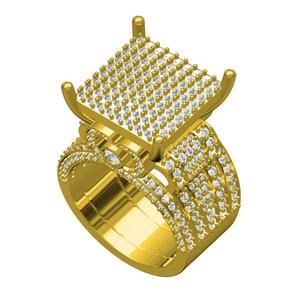 Square  Shape Head Wide Band Cocktail Rong for Women