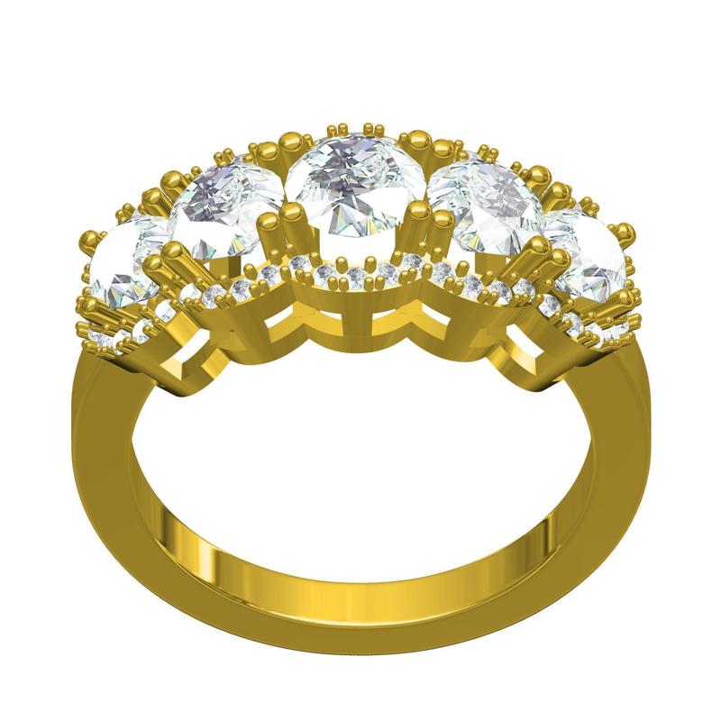 Five Stone Diamond Halo Engagement Ring for Women