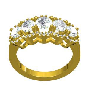 Five Stone Diamond Halo Engagement Ring for Women