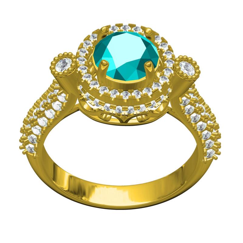 Centre Round Blue Topaz Engagement Ring