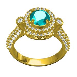 Centre Round Blue Topaz Engagement Ring
