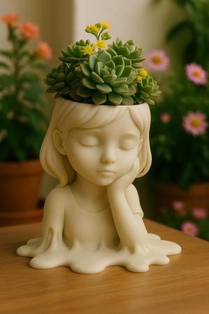 Melted girl flower pot / decorative vase *.
