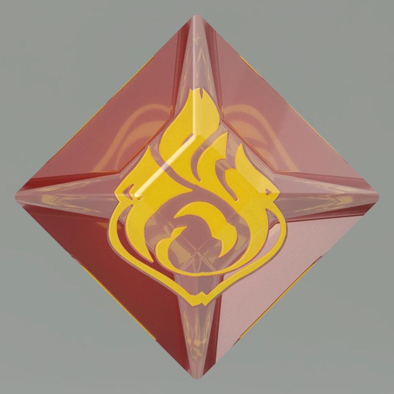 Genshin Impact square Pyro Vision gem ONLY. Video game, props, cosplay