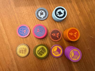 Arcs board game resource tokens