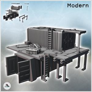 Large outpost in metal arranged containers with awnings and crates (11) - Modern WW2 WW1 World War Diaroma Wargaming RPG Mini Hobby
