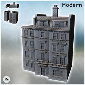 Large modern building in three parts with four floors and roof windows (36) - Modern WW2 WW1 World War Diaroma Wargaming RPG Mini Hobby