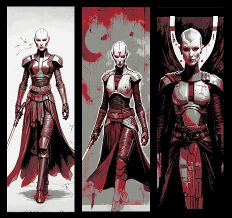 Fan Art set of 3 Bookmarks - Star Wars Clone Wars Concept Art for Asajj Ventress