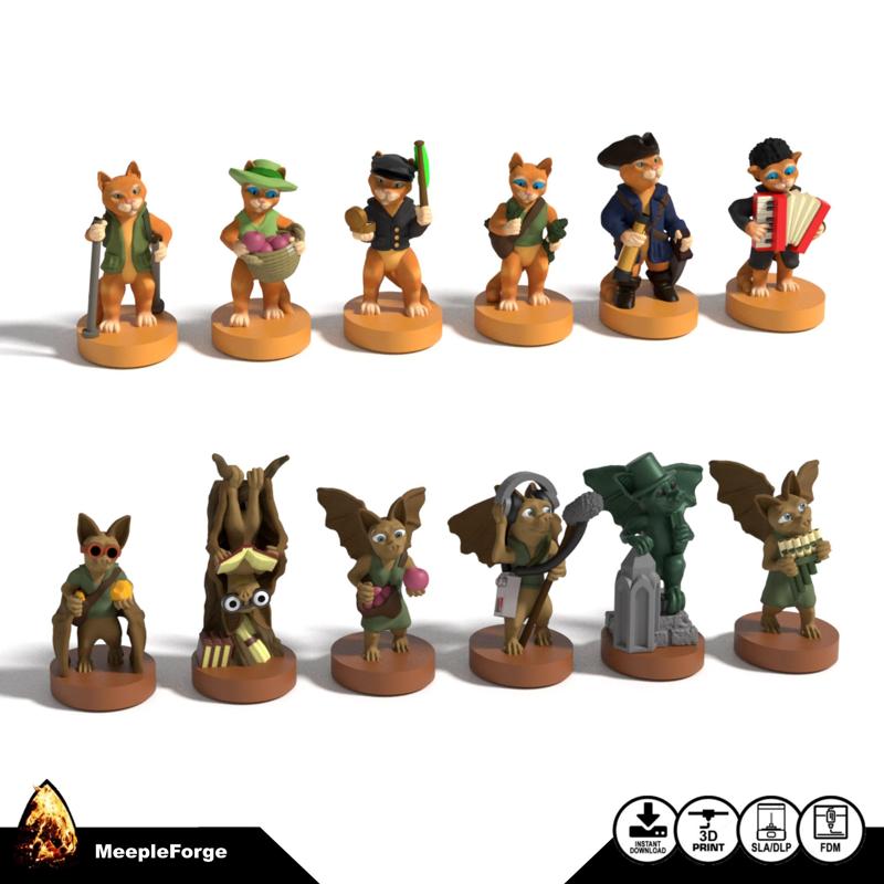 Everdell Board Game Upgraded Critters Cats and Bats (Unofficial)