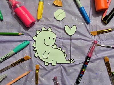 Cute Kawaii Dinosaur Heart Love Coloring