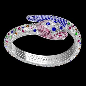 Antique Snake Multi Colour Gemstone Bracelet
