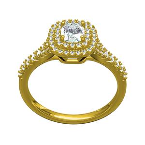 Cushion Stone Double Halo V Cut Setting Engagement Ring