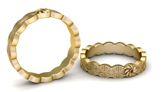 Gold Flower Ring 3D printable model