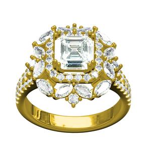 Asscher Cut Moissanite Diamond Engagement Ring