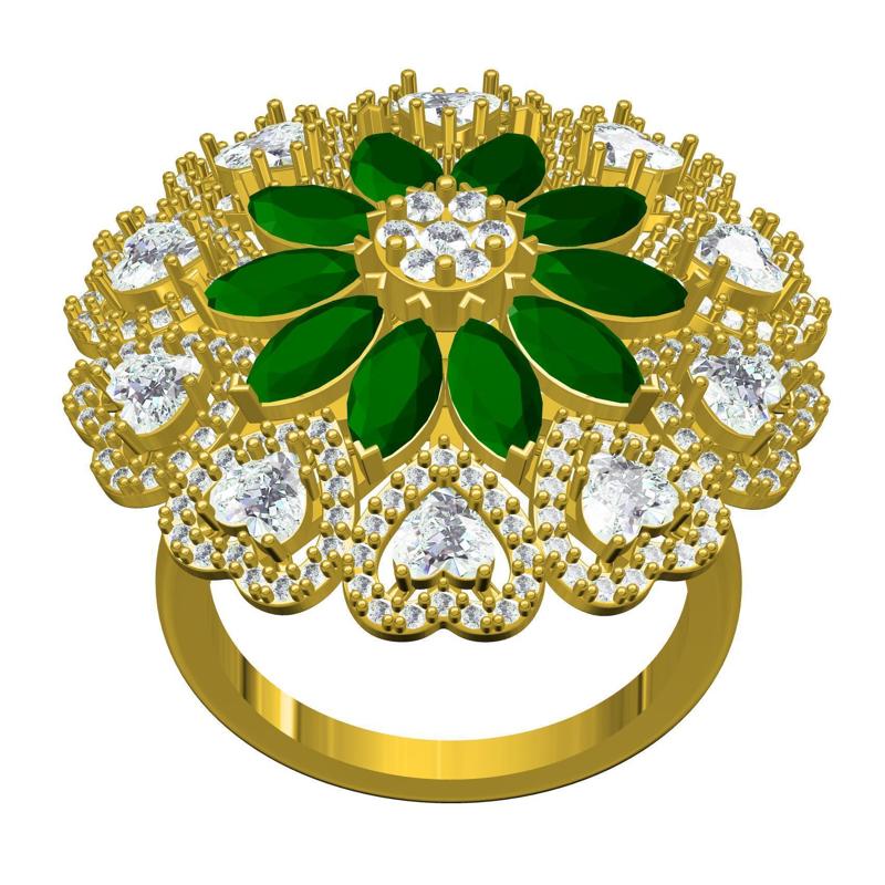 Marquise and Heart Diamond Flower Cocktail Ring