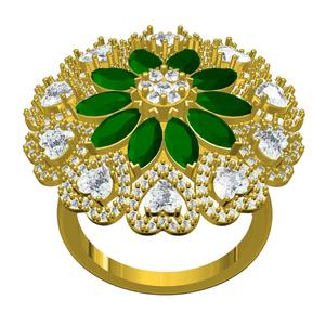 Marquise and Heart Diamond Flower Cocktail Ring