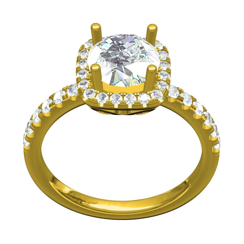 Round Diamond Aquare Halo Micro Pring Set Solitaire Ring