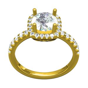 Round Diamond Aquare Halo Micro Pring Set Solitaire Ring