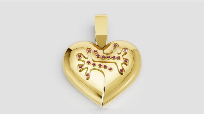 3D GOLD HEART  PENDANT 3d printable model