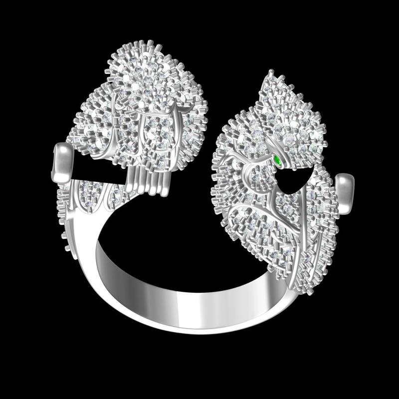Unique Double Parrot Hip Hop Diamond Ring