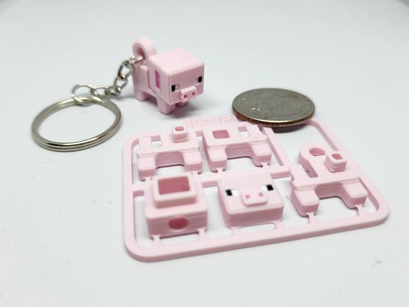 Minecraft-inspired Pig Mini Figure Kit Card/ Keychain
