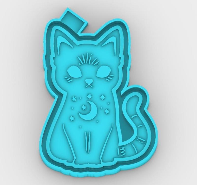 Black Cat of the Night 190502 - freshie mold - STL for silicone mold
