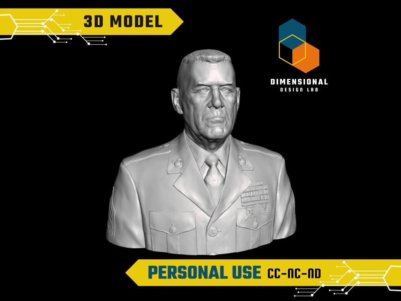 R. Lee Ermey - High-Quality STL File for 3D Printing (PERSONAL USE) Active Pho