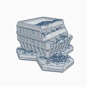 Sci-Fi Ruined Building with Hex Base SFRHB027