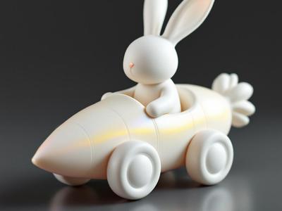 Carrot Car Bunny Figurine – Fun Easter Ornament