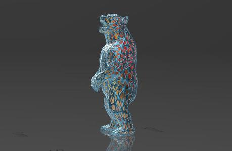 Roaring Bear - Voronoi Style - Spider Web - LowPoly - Perfect Design - Easy Print - Decor