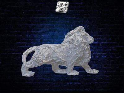 Roaring Lion King of the Jungle - Low Voronoi Style - Single Spider Web - LowPoly - Perfect Design - Easy Print - Decor