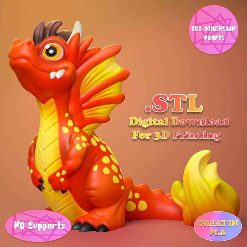 CUTE FIRE DRAGON (NO SUPPORTS)